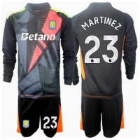 Camisa de Futebol Aston Villa Emiliano Martinez #23 Goleiro Equipamento Secundário Infantil 2024-25 Manga Comprida (+ Calças curtas)